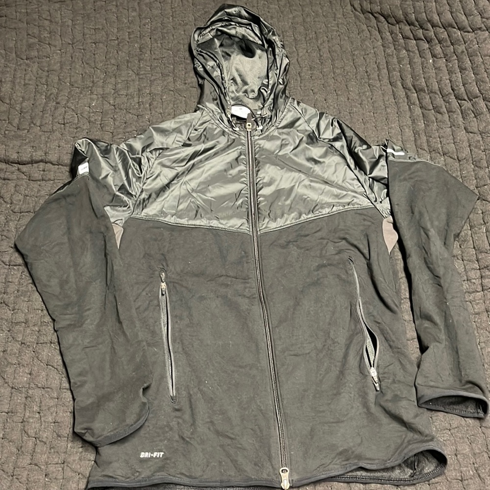 Mens Nike Running Dri Fit zip up hoodie black